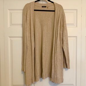 Long sleeve maxi oatmeal color open cardigan